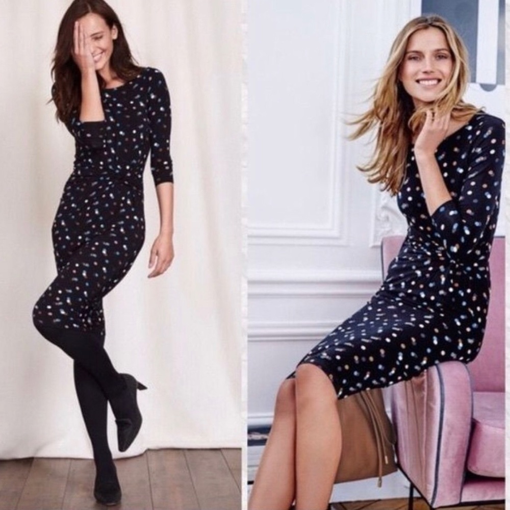Boden Little Black Polka Dot Jersey Dress, 4
